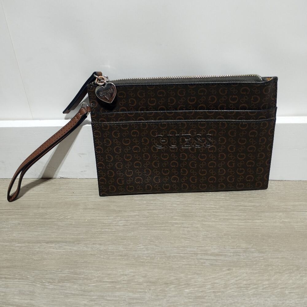 Guess Brown & Tan Large Wristlet